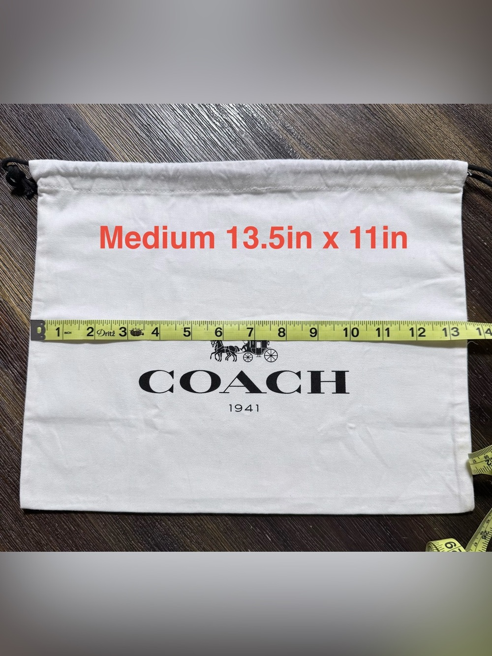 COACH 1941 Cotton Dust Bag with Logo in White and Black Medium 13.5in x 11in EUC
